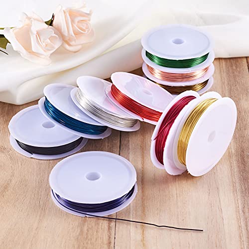 10 Rolls 20 Gauge / 0.8mm Corrosiebestendig Koper Draad gemengde kleur 40m Buigbare sieraden kralen Blote metalen draad voor het inpakken van sieraden het maken van bloemen Beeldhouwkunst ambachten 4