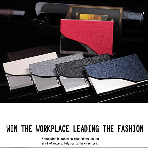 Doobeit metalen geval PU lederen visitekaartjes en roestvrij staal Business Card / Business Card houder voor mannen en vrouwen, zwart, Classic 5