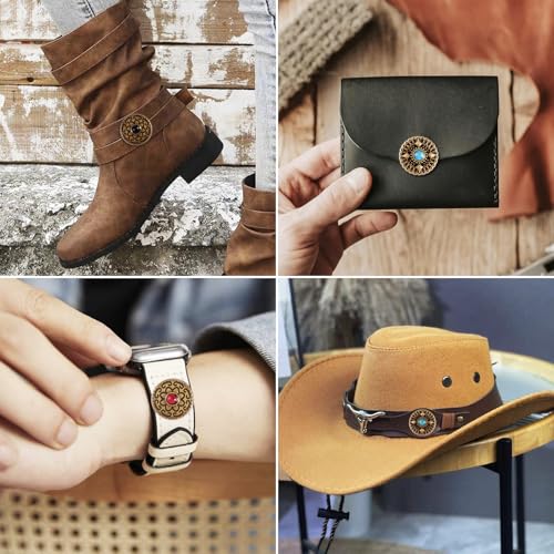 16 Sets Turkoois Quick Rivets Persknoppen Antiek brons lederen knop Decoratieve Rivets voor Purse handtas Schoenen Lederen Craft Kleding Belt 3