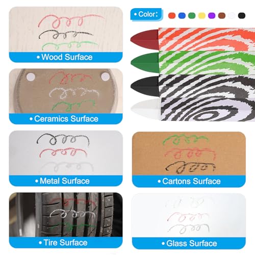 Hout Markering Gekleurde Potloden, 12 Pack 4"x0.55" Hex Wax Band Marker Tekenkrijtjes voor hout, glas, keramiek, karton, was, steen, blauw 4