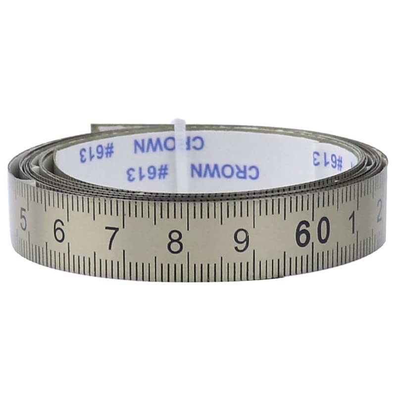 Zelfklevende Metrische Schaal Liniaal Roestvrij stalen Mitre Tape Maatregel voor T-Track Router Gereedschap voor het bewerken van hout (Zilver, centrum 0-2m)