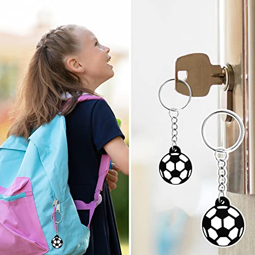 10 stuks Voetbal Key Chains, Mini Voetbal Keychain voor kinderen, Voetbal Hanger, Keychain, Voetbal Keychain voor Rugzak Decoratie, Party Gifts, Auto Decoratie, Zwart en Wit, 8 cm 5