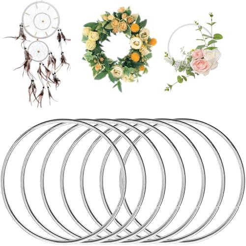 Pak van 10 metalen ringen voor ambachten, metalen ring 10 cm, handgemaakte metalen ring, metalen ringen, Silver Dream Catcher Rings, Wire Dream Catcher, metalen ringen voor DIY