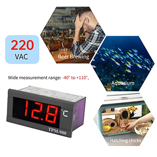 TPM-900 220V digitale temperatuurregelaar, LED Panelmeter met sensor thermostaat controller 5