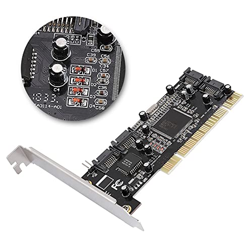 4 Port SATA PCIe 3.0 X1 Controller Card, 4 Port PCI naar SATA RAID Card PCI Express naar SATA 1.5Gbps Sil3114 Chipset RAID Controller Kaartadapter Ondersteuning 4 harde schijven 3