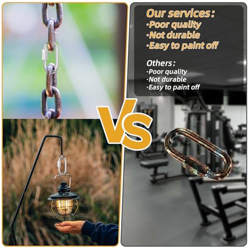 10PCS 304 Roestvrij staal Snelle koppeling ketting Connector Clips Schroef Sluiting Carabiner, Heavy Duty D Vorm Quick Left Schroef Carabiner Clip, Veiligheidsketting haken 1,5 inch 5