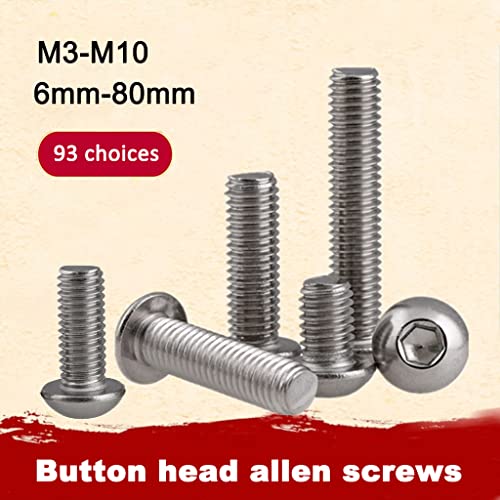 Kogelkopschroeven, Allen Bolts, A2/304 Roestvrij stalen schroeven, M3/M4/M5/M6/M8/M10 4