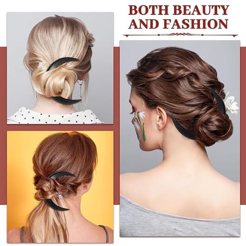 Maan haarvork, prachtige houten maan haar Stick houten maan haarspeld voor vrouwen Decoratieve gesneden haarclip Alle bijpassende haarspeld voor dagelijks reizen partij S grootte(BLACK) 5