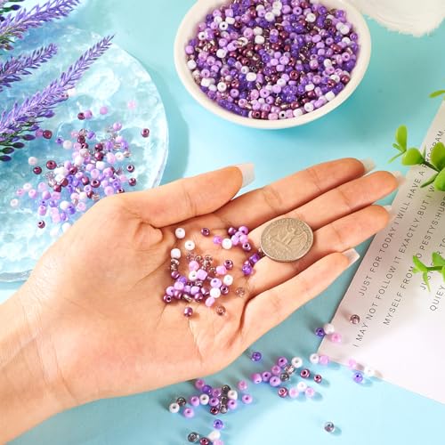 100g Paarse Glazen Zaad Kralen, 4mm Ronde Pony Zaad Kralen, 6/0 Kleine Craft Lose Spacer Kralen voor vriendschap armband ketting sieraden maken 5