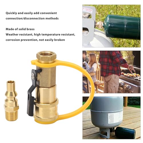 RV Propane Shut-Off Valve, gas Quick Coupling Fitting 1/4 Inch Gas Quick Release Adapter met Afsluitventiel voor Camping Stove, Grill Connectors & Slangen 4