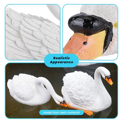 Witte Zwaan Ornament Buiten Zwaan Decoratie Zweven Simulatie Zwaan Duurzame Tuin Decor Porselein Zwaan Figurine Voor Tuin Binnenplaats 4