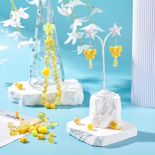 100g gele acryl kralen hart Bow Teardrop Ronde Losse kralen Diverse Ambacht Kralen Bulk voor Lanyard Keychain armband sieraden maken