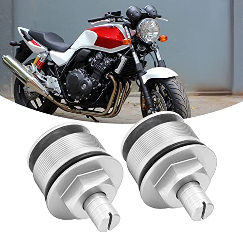 2 st Voorlaadvorkdop, 2 st Voorlaadvorkdop Metal Shock Absorber Richters Tube Bolts Hoesdeksel voor CB400 (Zilver)