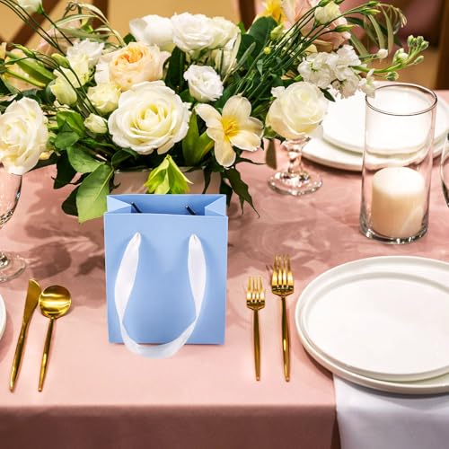 6 stuks tas met lint handvat Kraft Paper Shopping Bags Portable Cadeautas voor kleine zakelijke partij verjaardag bruidsdouche 2.36x4.33x5.12inch (blauw) 3