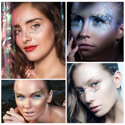 5 Vellen Gezicht Glitter Stenen Festival Accessoires, Rhinestone Stickers, Zelfklevende Rhinestone Edelstenen Stickers voor Gezicht Nagels Body Make-up 4
