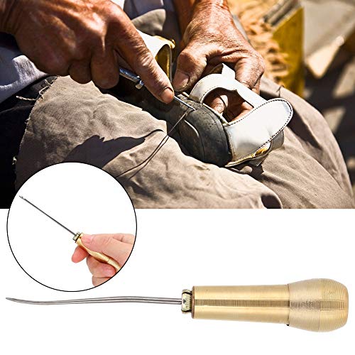 Naald voor het naaien van schoenen Naalden Piercing borduren lederen schoen maker met handdoek 2 Set koperen handvat Naaien uit de uil Taper lederen naaischoenen Reparatie Gereedschappen 3