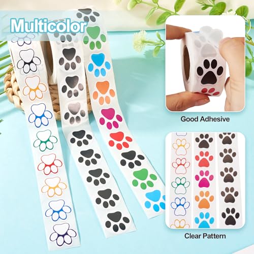 3 Rolls Paw Print Zelfklevend papier Stickers Kat Paw Afdrukken Tape Leuke Dieren Paw Afdrukken Zelfklevende Stickers Leuke labels Tag Stickers Decoratie DIY Present Wrapping Scrapbooking ambachten