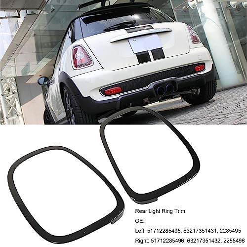 Staartlichtring, 2 stuks links en rechts achterlichtring trim 63217351432 ABS Staartlicht surround trim voor F55 F56 F57(zwart)