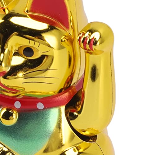 Chinese Lucky Cat Decoratie met Swaying Arm, Solar Induction Statue Figurine, Ideaal voor thuis en auto ornamenten, Gold Solar Lucky Cat (Goud) 3