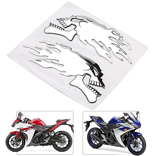 Schedel Stickers + Sticker, 2 stuks 3D Head Auto Motorfiets Auto Decor Decal, autocollant Chrome Moto en Decals Autocolant Tank Badge Shark voor een motorfiets voor 3D Motorfiets Stickers