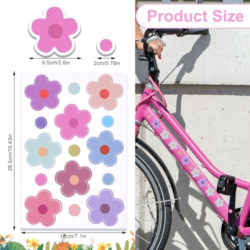 4 Vellen Flower Stickers Fiets, Flower Car Stickers, Flower Car Stickers, Motorfiets Stickers, Koffer Stickers voor keuken, Badkamer, Auto, Koffer, Laptop, Stickers voor fietsen, Scooters 3