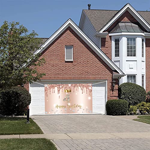 4e verjaardag meisje decoratie, vierde verjaardag Banner Rose Gold, gelukkig 4e Verjaardag Stof Teken poster 4e verjaardag achtergrond Banner Meisje verjaardag partij decoratie 5