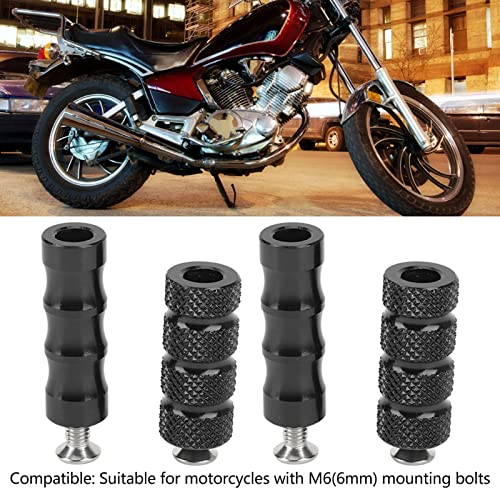 2 paar CNC Motorfiets Knurled Shifter Peg Anti-Slip Gear Shift Rem Lever Voetsteunen Pedal 6mm Gat Front Voetsteunen voor het monteren van Bolts Moto(zwart) 4