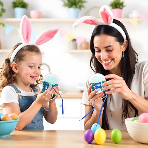 Pack van 2 houten Lace Up Schoenen Bow Leather Kids Oefenen Threading en Tyring Laces Kids Oefenen Lacing Leather Board Speelgoed (blauw) 4