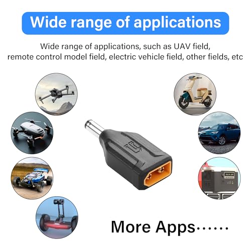 2 Pack XT60 to DC5521 Adapter, XT60 Male to DC 5.5mm x 2.1mm male, draadloos voor TS100 Soldeerijzer, FPV monitor power, drones, drones, drones 3