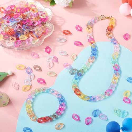 400Pcs Acryl koppelingsringen Transparante Matte Twisted Oval Quick Release Koppeling ketting voor Curb ketting Eyeglass ketting sieraden maken, 16.5x11x3.5mm