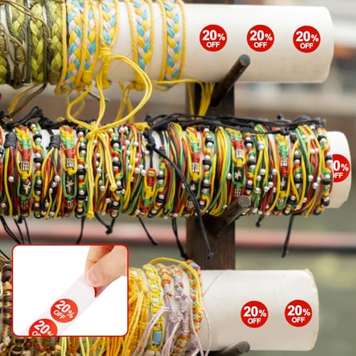 1000st 20% Kortingssticker, 25mm Ronde Zelfklevende 20 Procent Korting Stickers Praktische promotielabels Verkooplabels voor winkels Supermarkten (Rood) 5