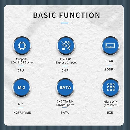 LGA 1155 Moederbord, H61 ITX Computer Moederbord voor Desktop, 2 X DDR3, 6xUSB2.0, 3xSATA2.0, PCIe 16X, VGA, HDMI, NVME M.2, 100M NIC 5