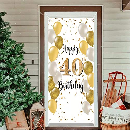 40e verjaardag decoratie achtergrond wit en gouden deur decoratie banner stof teken 40e verjaardag feest welkom schild poster man / dames verjaardag decoratie