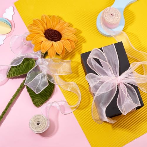 3 Rolls Polyester Iridescent Fishtail Ribbon Glittering Chiffon Libbons 40mm Cadeauverpakking Ribbon Bruiloft Bouquet Bows Wrapping Kralen Decoratie, 3 Kleuren 3