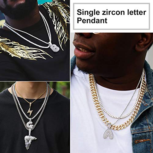 Juwelen IJs uit Bubble Letter Hanger, Bling Gold Initial Ketting met tennis ketting, Custom Hip Hop sieraden voor mannen vrouwen