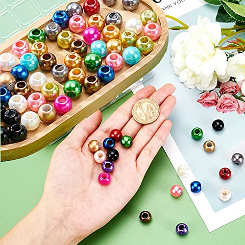 Ongeveer 150 st Parel kralen, 15 Kleuren ABS Plastic imitatie ronde grote gat kralen los spacer kralen voor doe-het-zelvers ketting armbanden sieraden maken, gat: 5mm 3