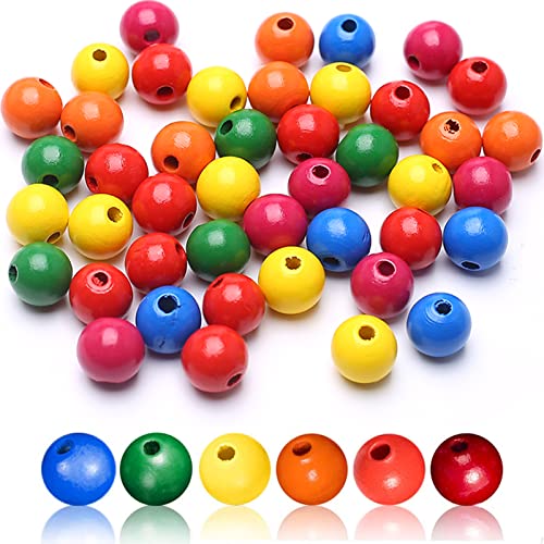 Houten kralen, 200st 16mm Natuurlijke houten kralen Ronde houten kralen Ambachte kralen voor doe-het-zelf armbanden sieraden decoraties Cadeau (kleurrijk)