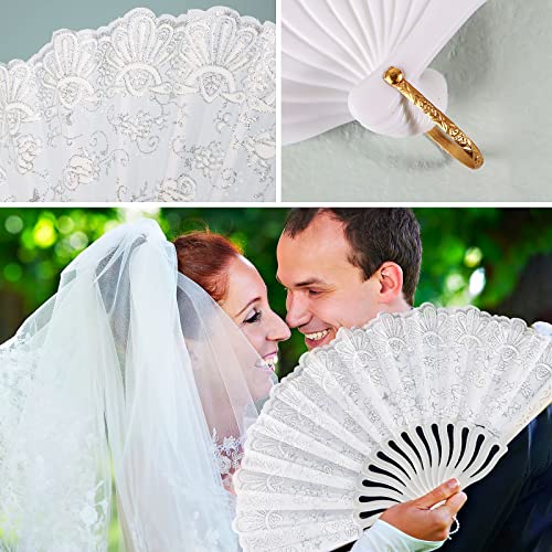 Bruid Ventilator Witte Kant Ventilator voor bruiloft Hand Ventilator Opvouwbare Dans met Lace Bag Gast Cadeau bruiloft accessoires Decoratie voor bruiloft verjaardag 5