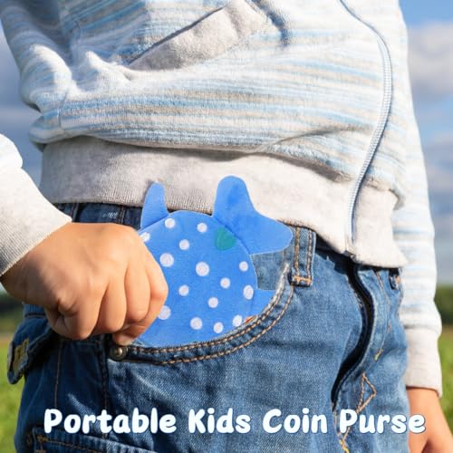 Shark Kinderportemonnee, Mini Cute Dierenportemonnee met Zip, Portable Kinderportemonnee voor jongens en meisjes, Geschikt voor verandering, Kaarten, Sleutels,, zwart en roze, modern 5