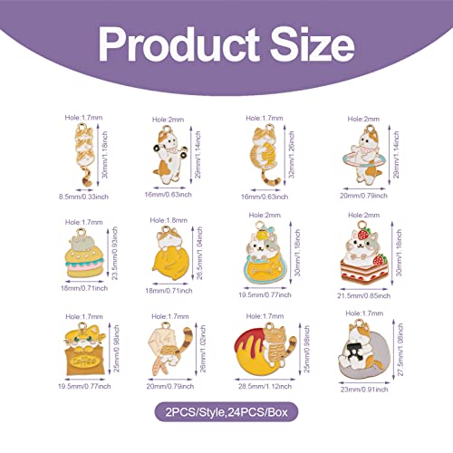 24st Legering Emaill kat bedeltjes schattig dier huisdier kitten hangers voor ketting oorbellen Kleine Dangle Charms sieraden ambachtelijk maken DIY, Emaill, Emaill 4