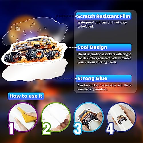 Monster Truck Sticker Set Kinderen Tieners 50 stuks Waterdicht Vinyl Stickers Laptop Skateboard Koffer Helm Auto Fiets mobiele telefoon Motorrijwiel Bike Scrapbook Cadeau dagboek Cups 5