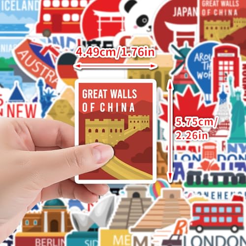 Travel Sticker Set voor tieners Volwassenen 50 stuks Waterdichte Vinyl Stickers Automotor Fiets Skateboard Snowboard Bagage Laptop Koffer Helm Motorfiets Computer 4