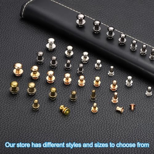 9mm studs voor kleding, 50 sets studs en spikes lederen klinknagels kegel spikes knoop hoofd metalen schroef studs polen voor lederen ambachten, gouden kleur 4