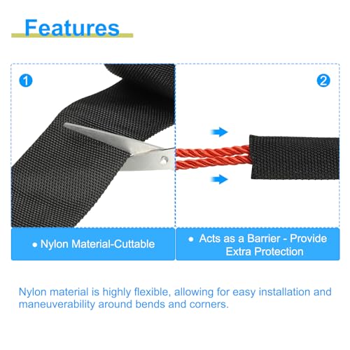 6cm ID 3.3 FT Nylon Beschermslang Cover, Kabelhoes, Schedelbescherming voor Laser, Tig Torch, Hydraulische slang, Zwart 4