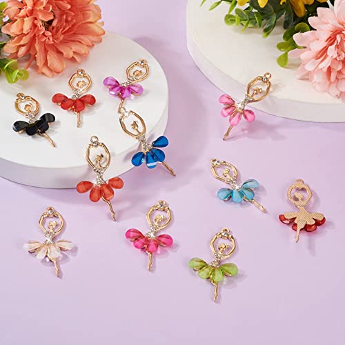 20Stuks Legering Ballerina Charms Facet Resin Crystal Rhinestone Dansende meisjes Hangers voor DIY Ketting Hang Ornament sieraden maken, Rhinestone Plastic Resin 4