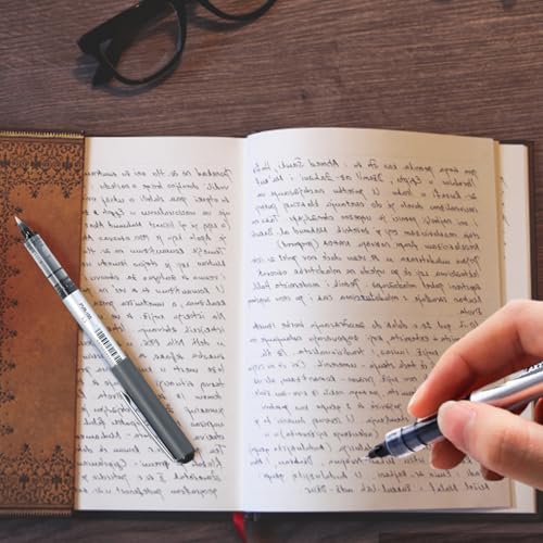 16 stuks Rollerball Pennen Zwarte inkt, 0,5mm Quick Dry Ballpoint Pennen, Liquid Ink Rollerball Pen voor Notebook Bullet Journal Sketch, Black Gel Pennen Schrijven Pennen voor School Office Home 5