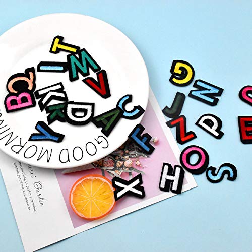 52 stuks Alfabet A-Z stof Patches voor kleding strijkijzer op ijzer op ijzer op naaien geborduurd voor jasjes Jeans tassen hoeden schoenen DIY multi-kleur 4