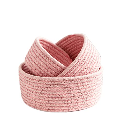 1 Piece Ronde Opbergmand, Gevlochten Katoenen Tap, Wrap Kast van laden, Organisator, Badkamer Organizer, Baby Speelgoed Organisator, voor Babykamer, Slaapkamer, Woonkamer, Wasruimte, Roze, S