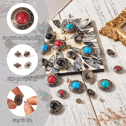 24 Sets Jean Knoppen Vervanging 12mm 19mm No-Sew Legering Knoppen Verwijderbare Waist Aansteker Verstelbare metalen reparatie knoppen Kit met schroeven voor broeken Jean Purse Bag Craft 4