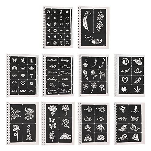Glitter Tattoo Stencils, 10 Vellen Luchtborstel Tattoo Templates Herbruikbare Tattoo Stencils Tijdelijke Tattoo Set voor kinderen 97 patronen Body Art Schilderen Templates Tattoo Stickers